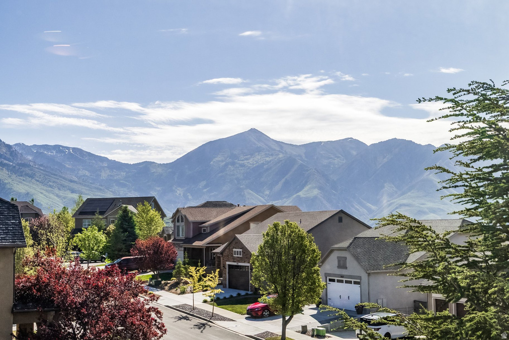 Mountain backdrop with visible peaks