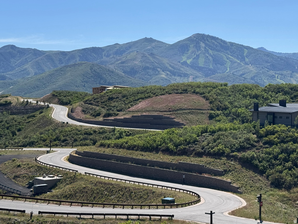 Mountain landscape with winding paved roads