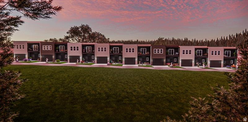 Modern townhome community featuring contemporary architectural design
