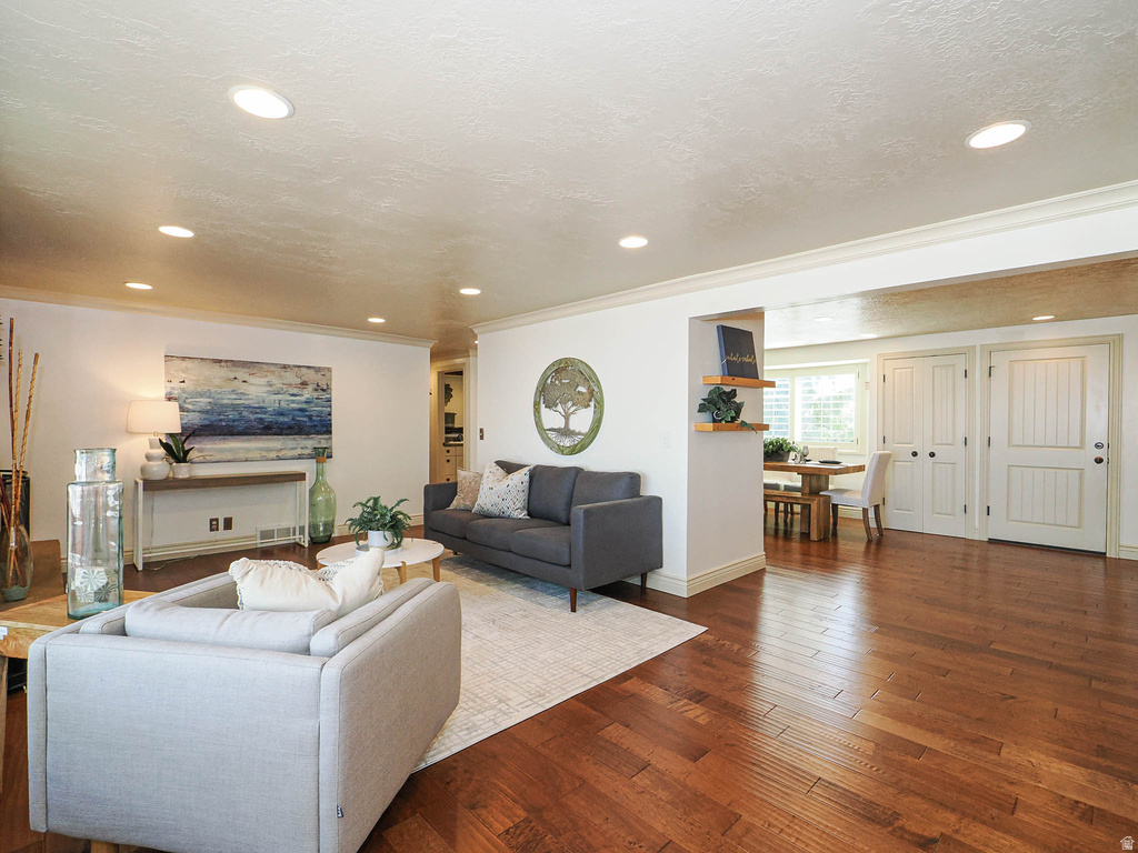 Hardwood-style flooring throughout the main living area