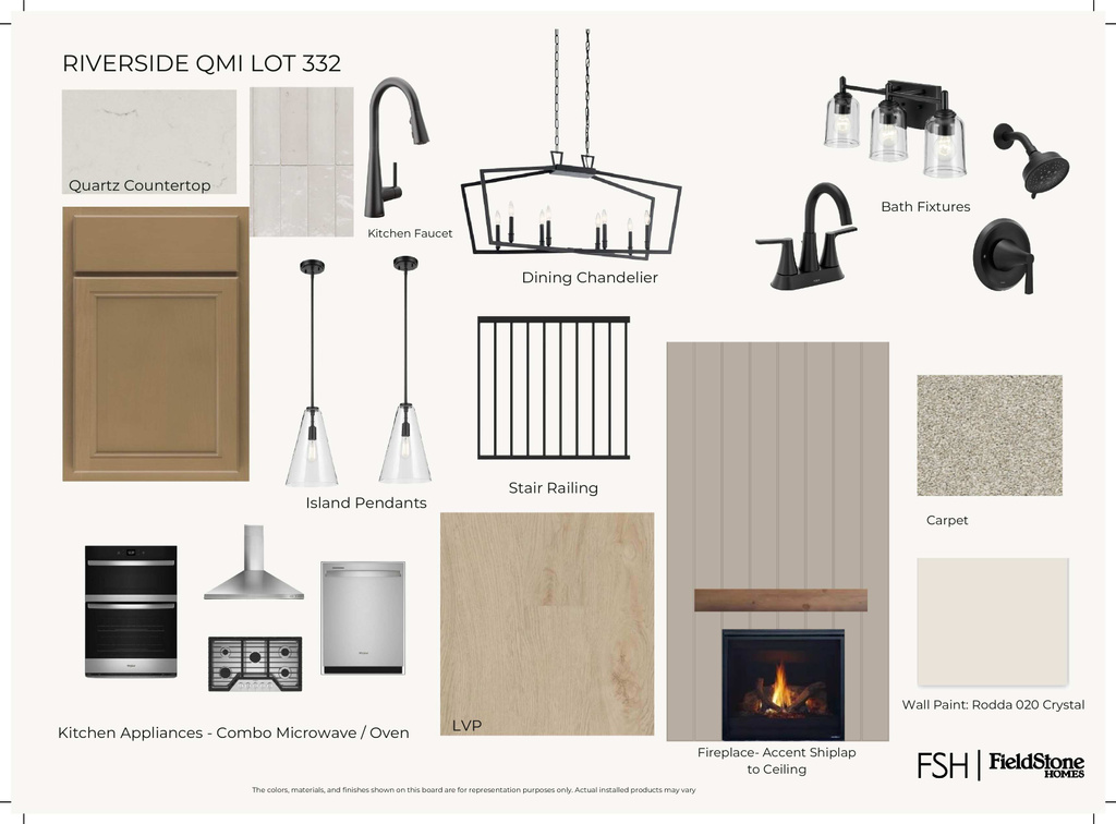 Design Board. Illustrating a selection of interior finishes and fixtures for the property