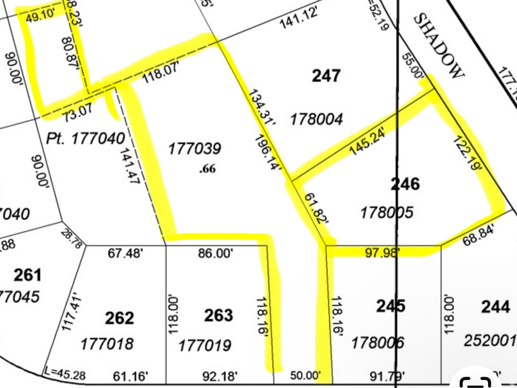 Plat Map. Illustrating lot configurations and dimensions for the property