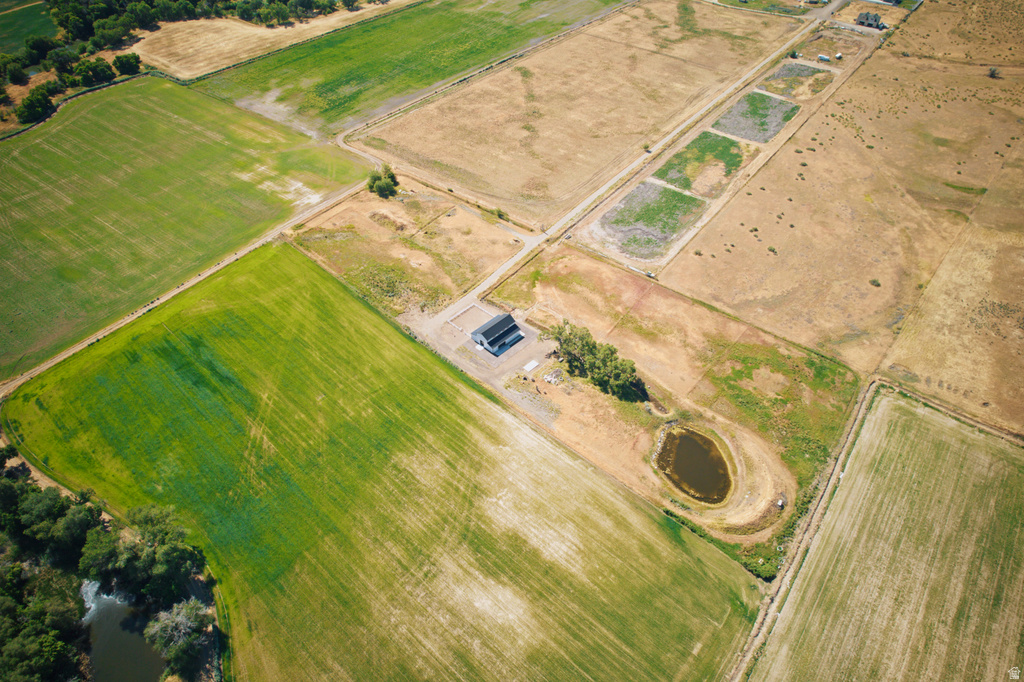 Aerial perspective showcasing expansive agricultural land