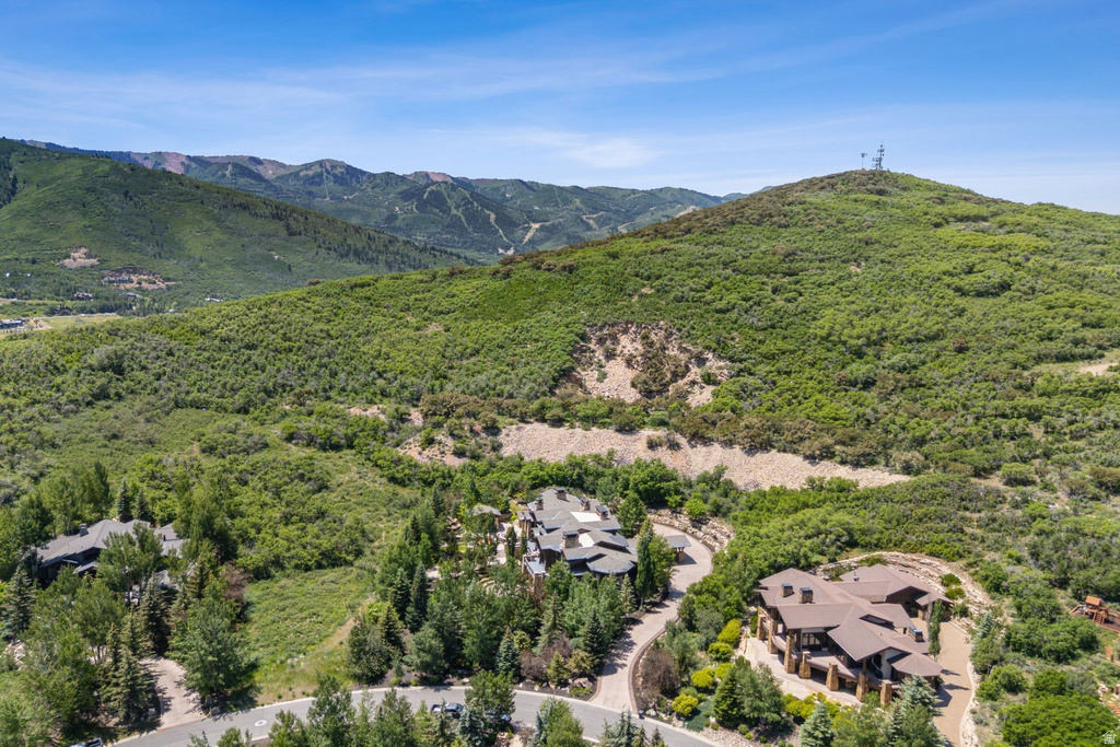 Mountain landscape featuring expansive green hillsides and distant peaks