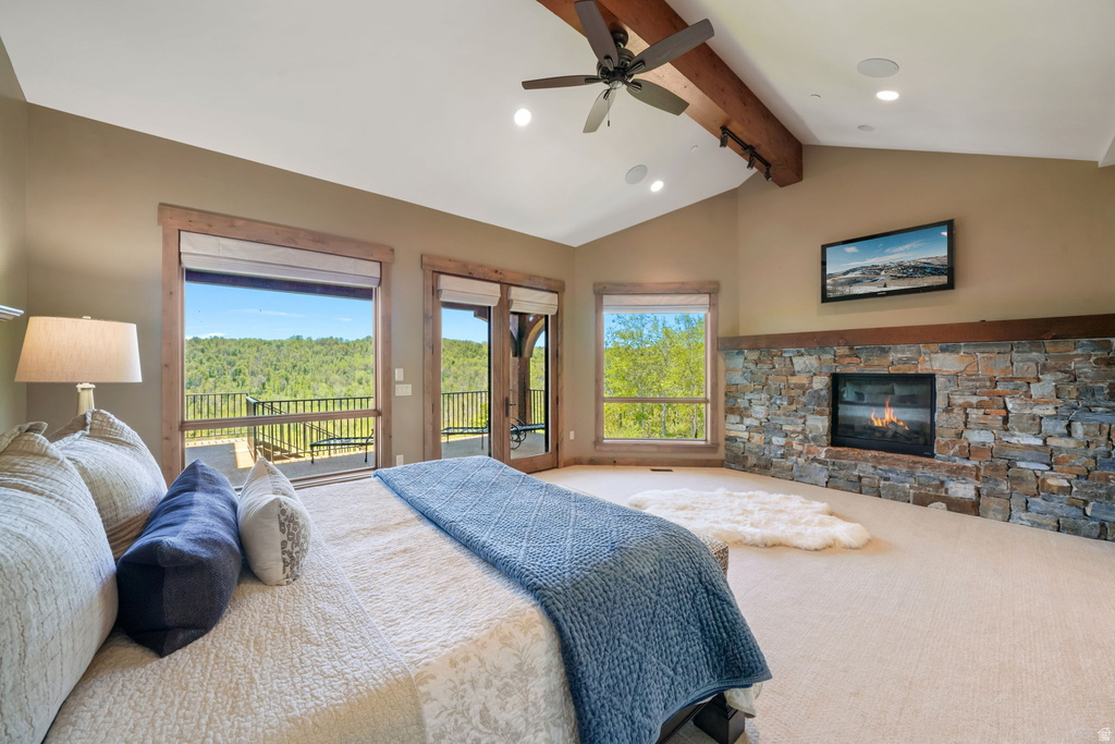 Vaulted ceilings with exposed wood beams