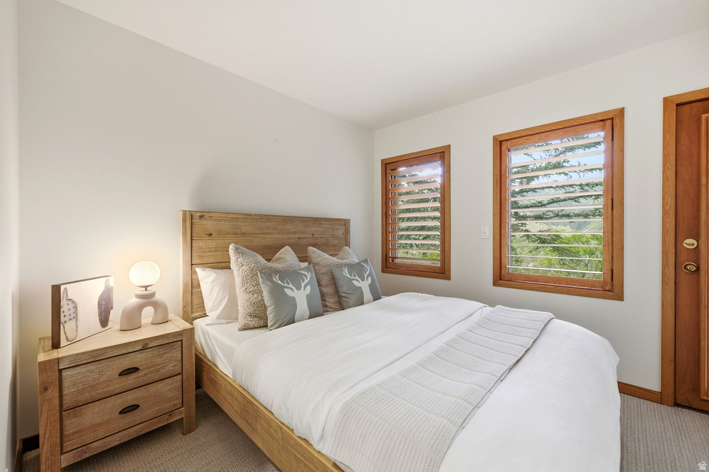 Hardwood paneled bed frame and matching two-drawer nightstand