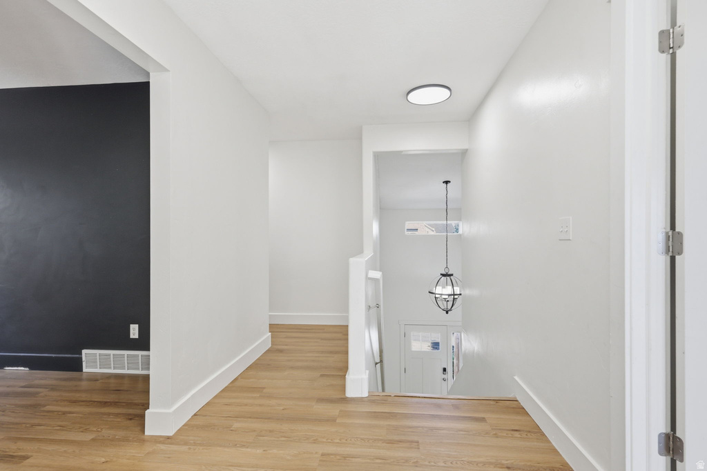 Bright hallway with wood-finish flooring