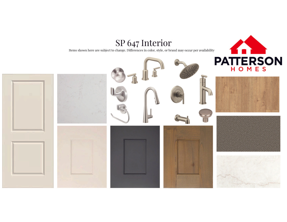 Interior Finish Selection. Displaying material and fixture options for the property