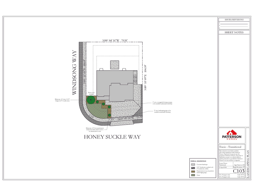 Landscaping Plan. Illustrating the property\\\\\\\\\\\\\\\'s exterior layout and material specifications