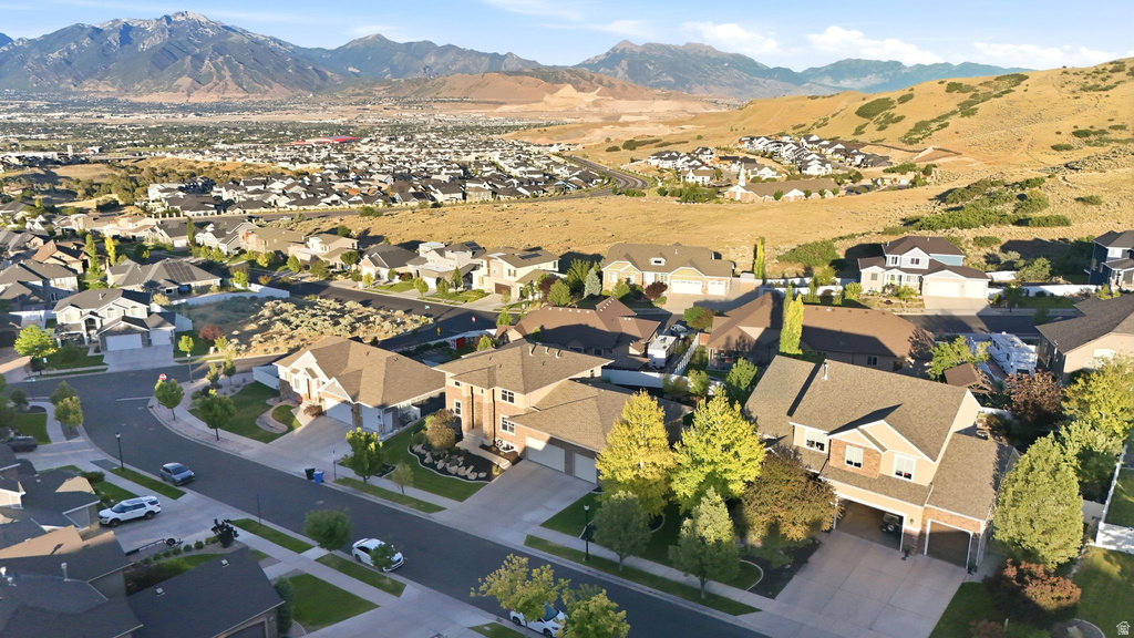 Expansive aerial perspective showcasing a residential development with varied architectural styles