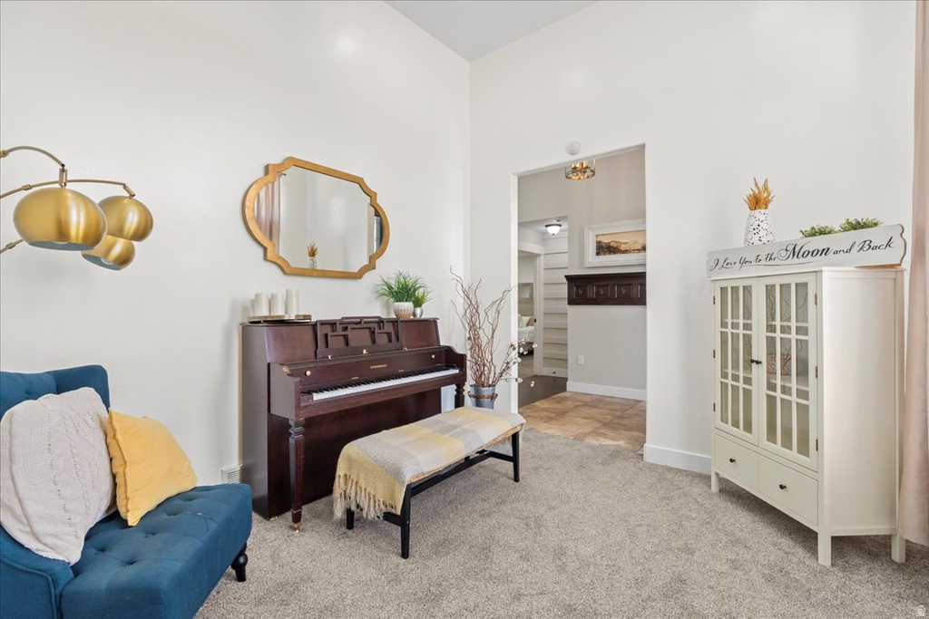 Neutral-toned walls and plush carpeting