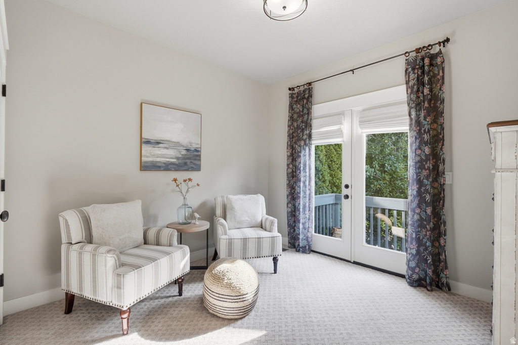 Double French doors opening to an exterior balcony