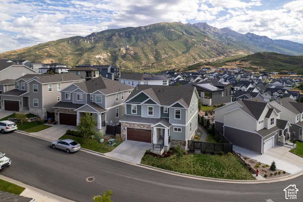 Residential community with mountain backdrop