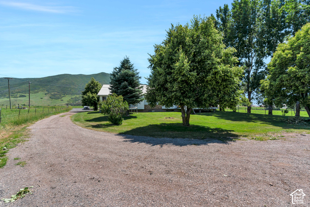 Gravel driveway with a gradual curve