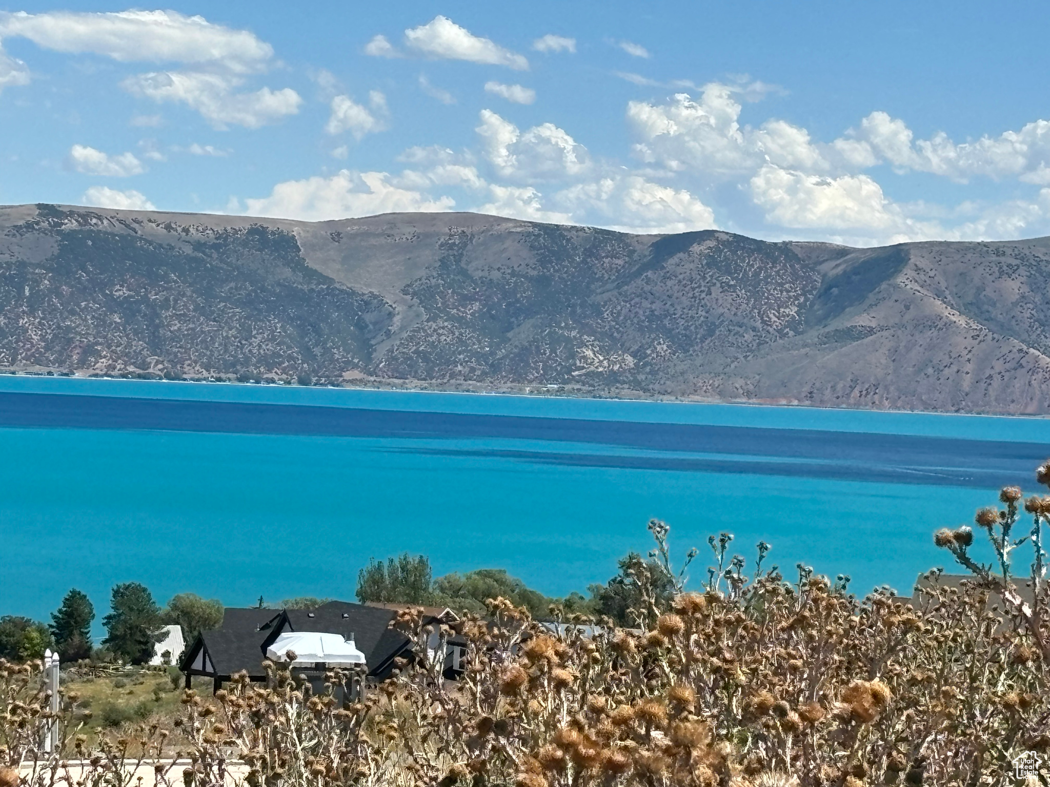 Water view with a mountain view