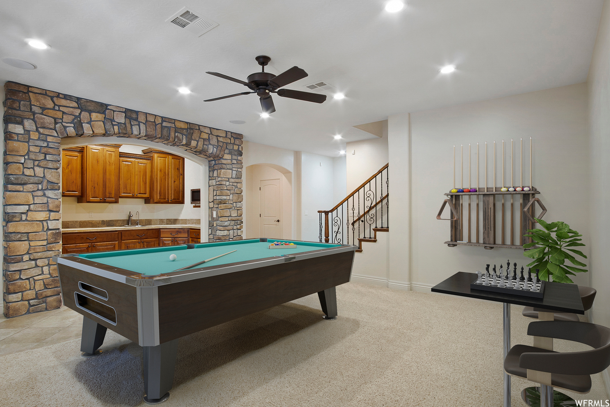 Some furniture virtually staged, pool table is negotiable.