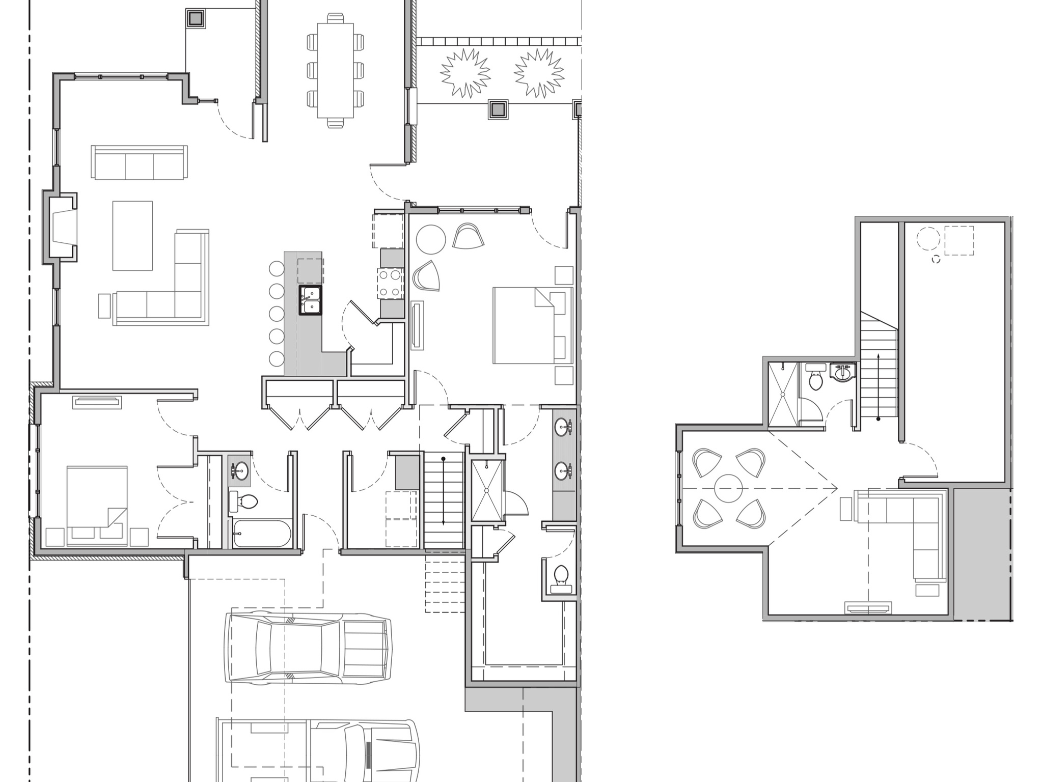 Floor plan- Granite 2 bedroom main plus bonus upstairs and full basement plan