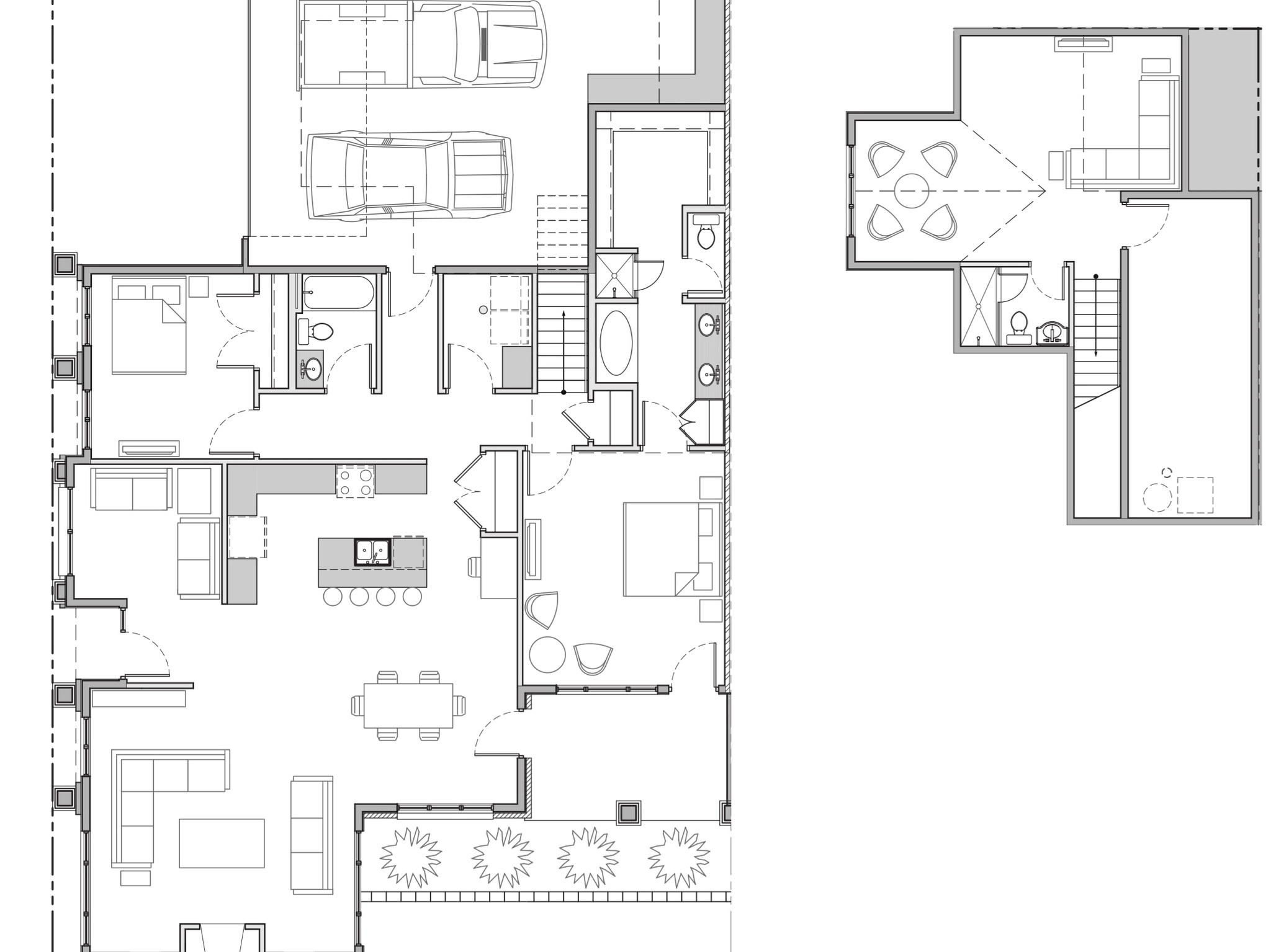 Floor plan- Slate 2-3 bedroom plus bonus room plan and full unfinished basement