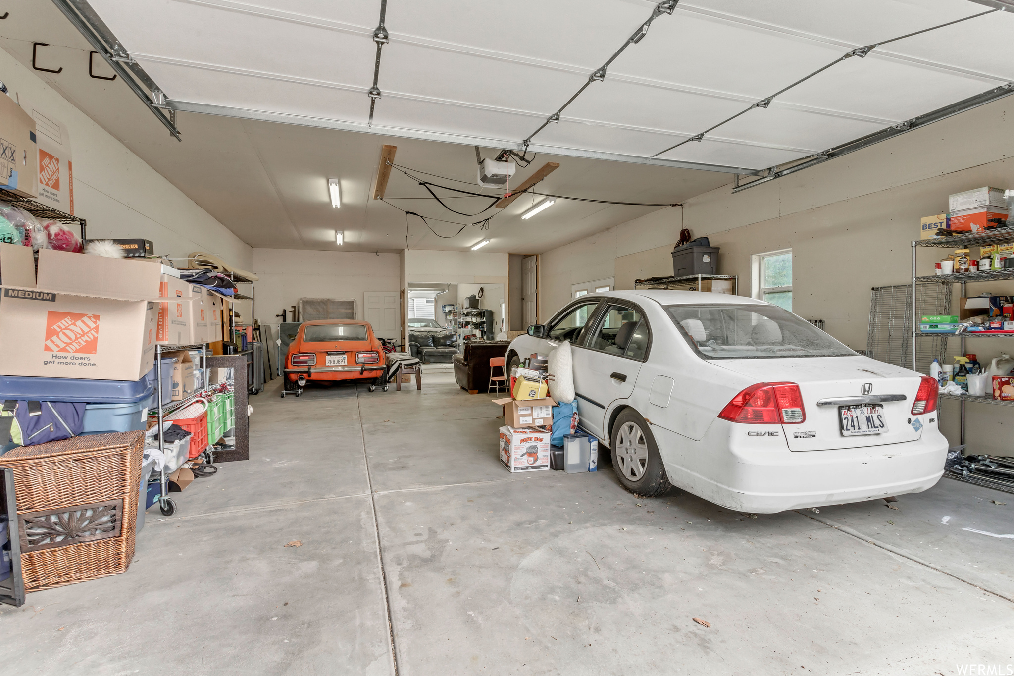 View of 4-car garage