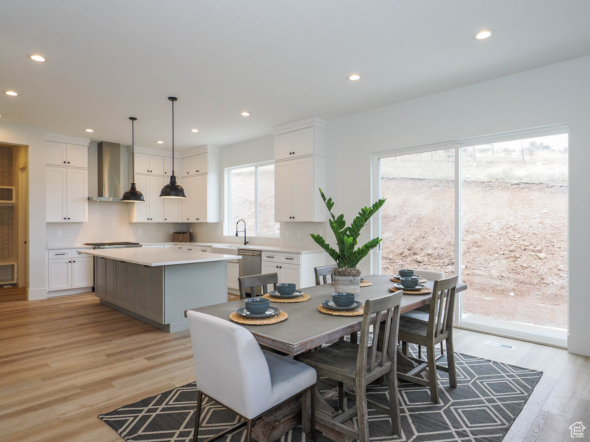 Dining area featuring light hardwood / wood-style floors