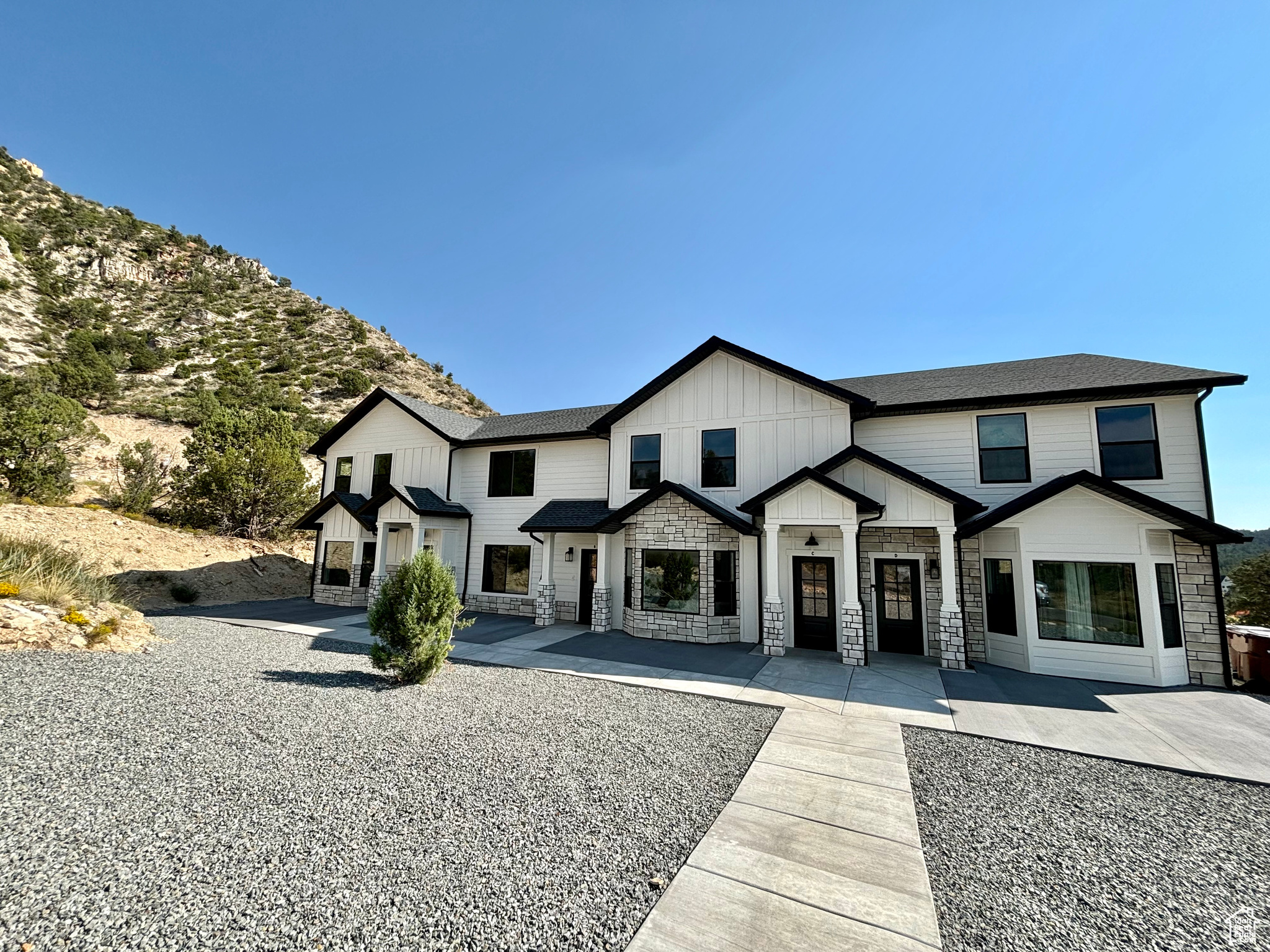 View of modern inspired farmhouse