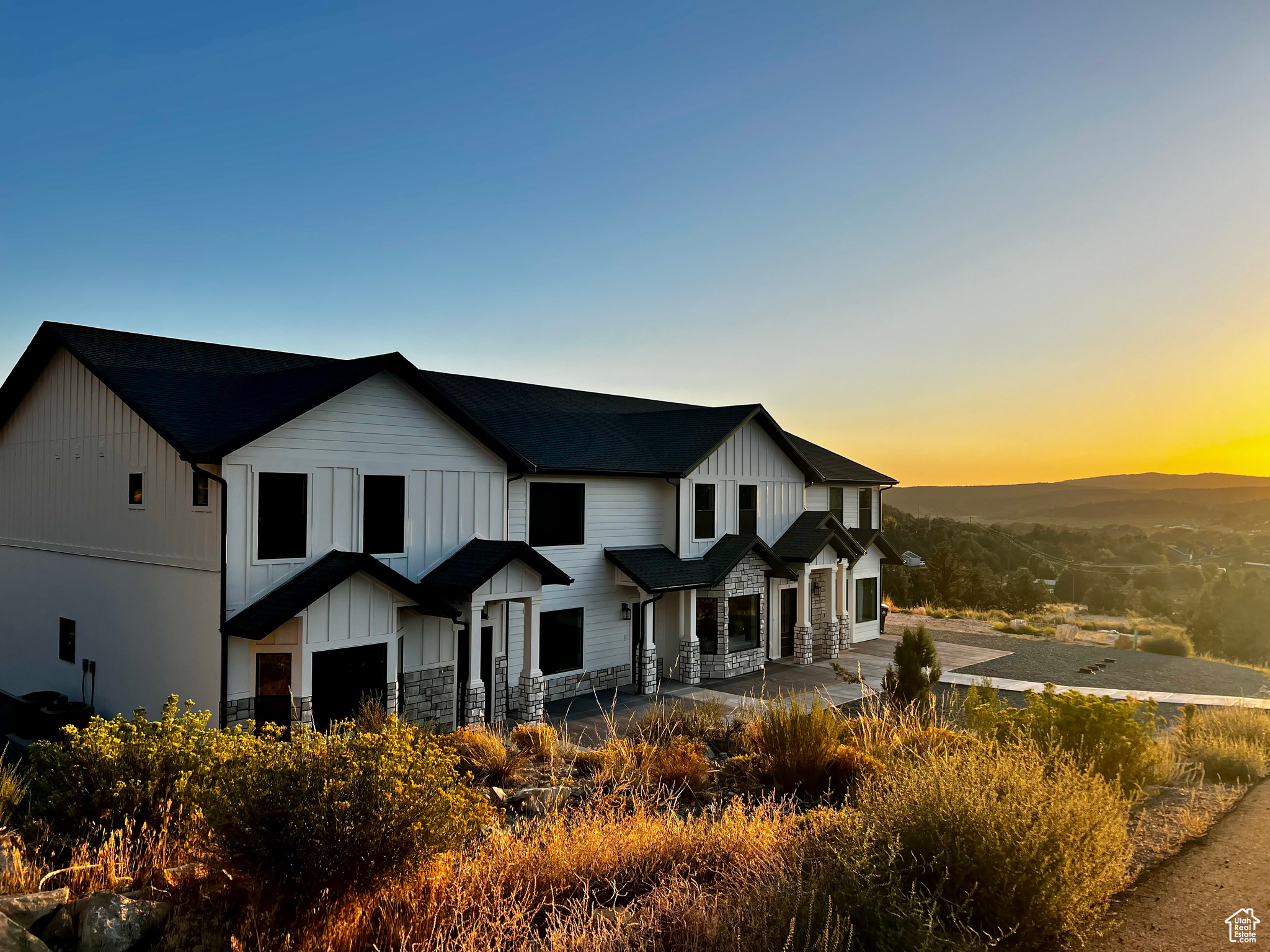 View of modern inspired farmhouse