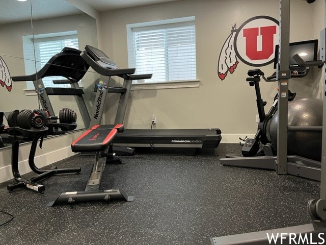 Workout room with commercial gym flooring