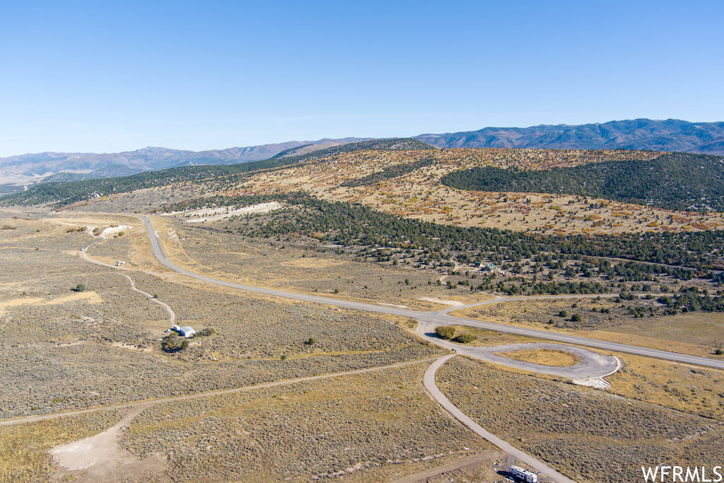 Aerial view with a mountain view