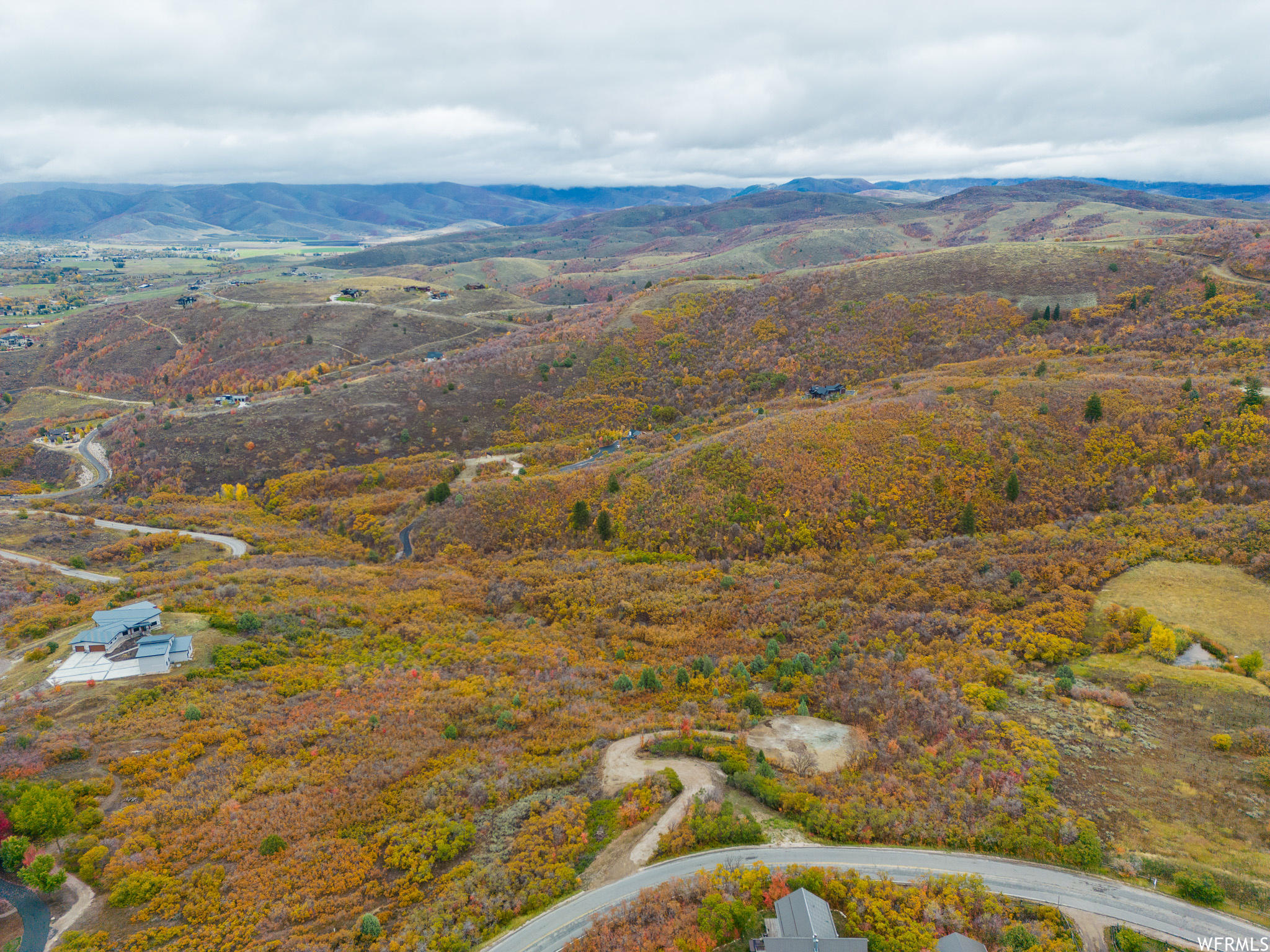 Drone / aerial view with a mountain view