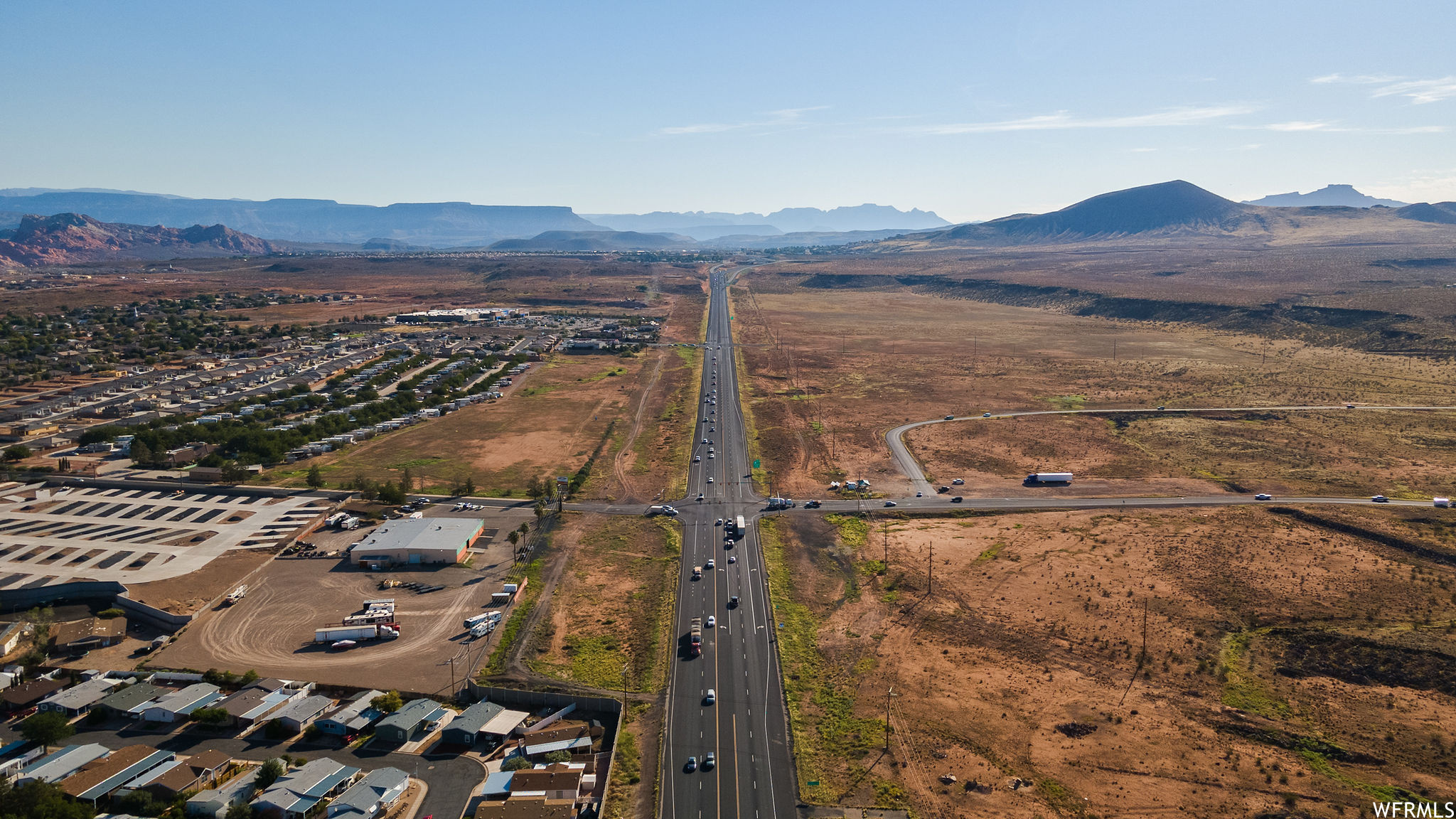 Aerial view featuring a mountain view