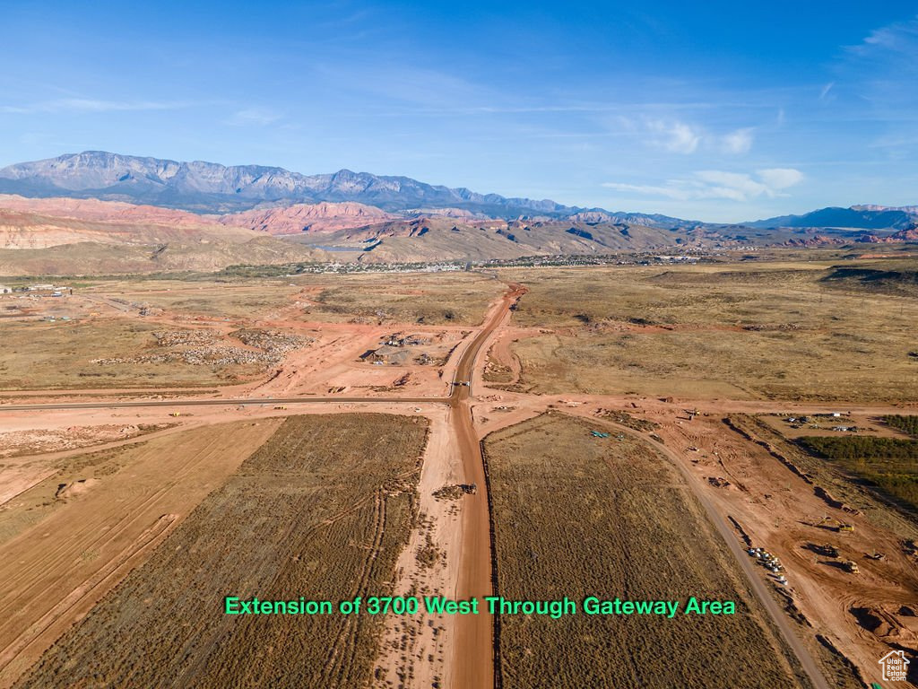 Aerial view with a mountain view and a rural view