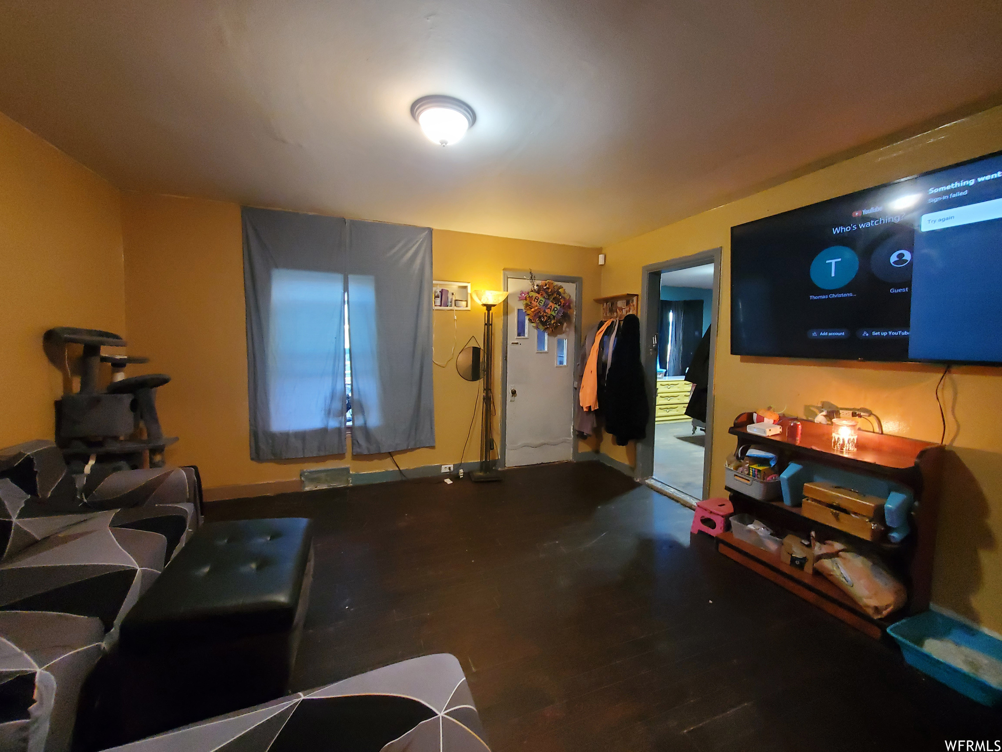 Living room featuring wood-type flooring