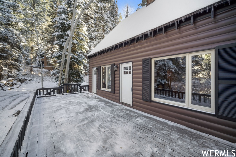 View of snow covered deck