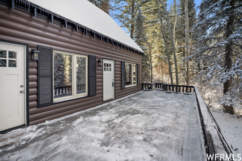 View of snow covered deck