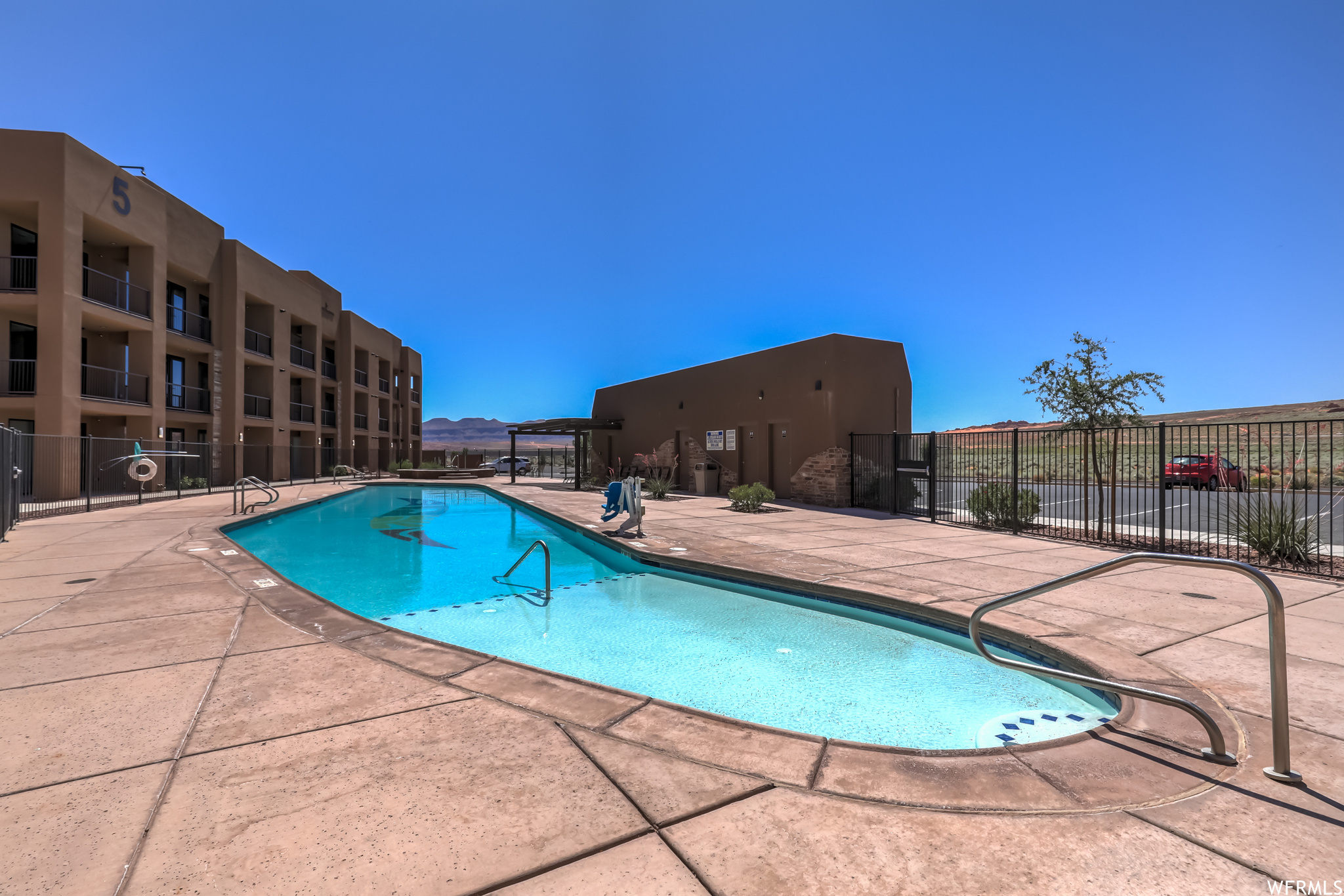 View of pool featuring a patio