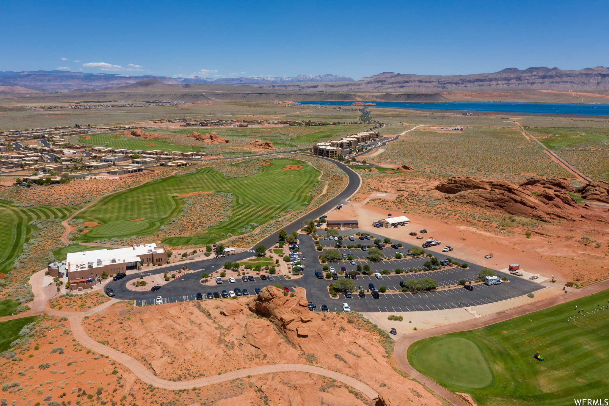 Aerial view featuring a mountain view