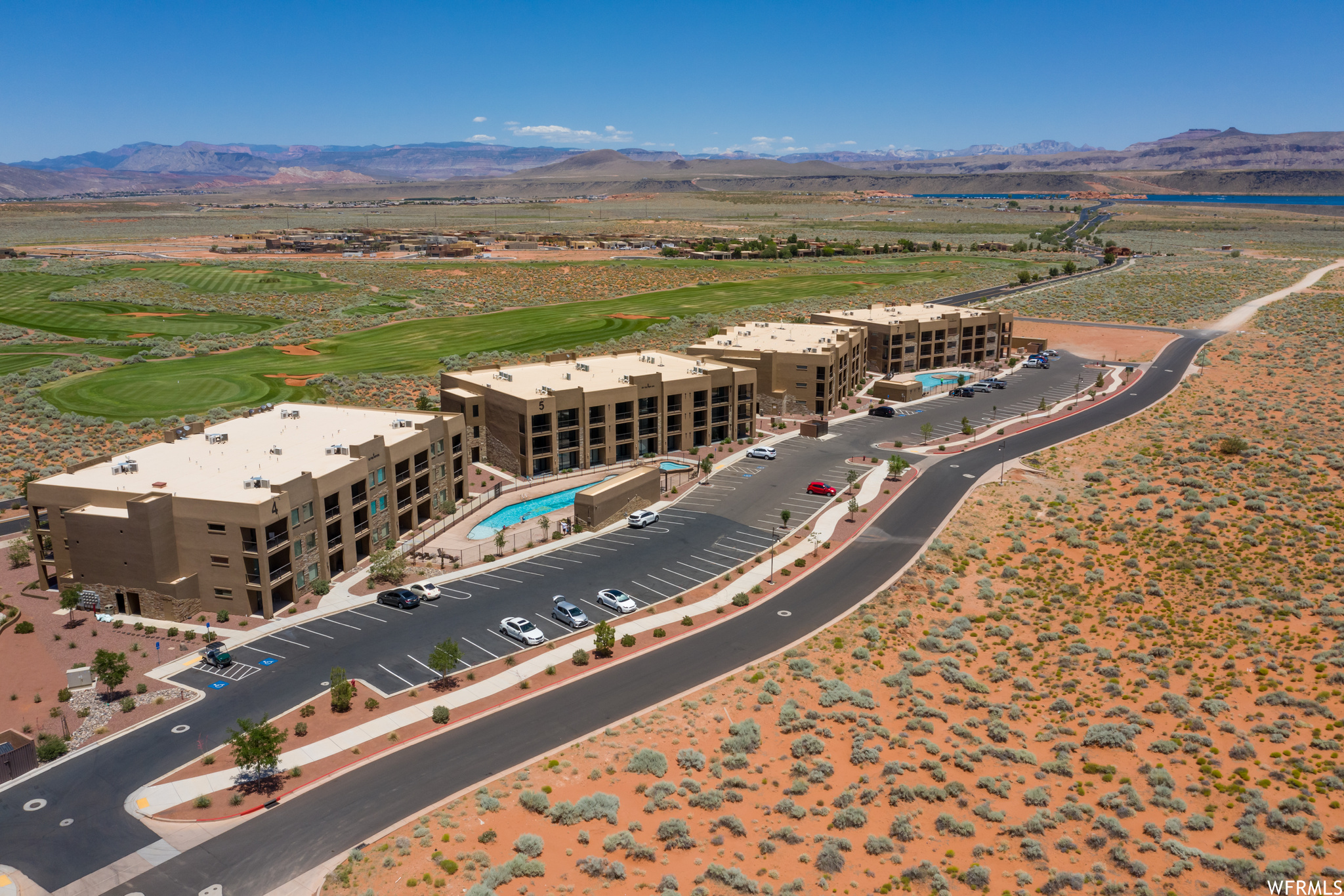 Drone / aerial view with a mountain view