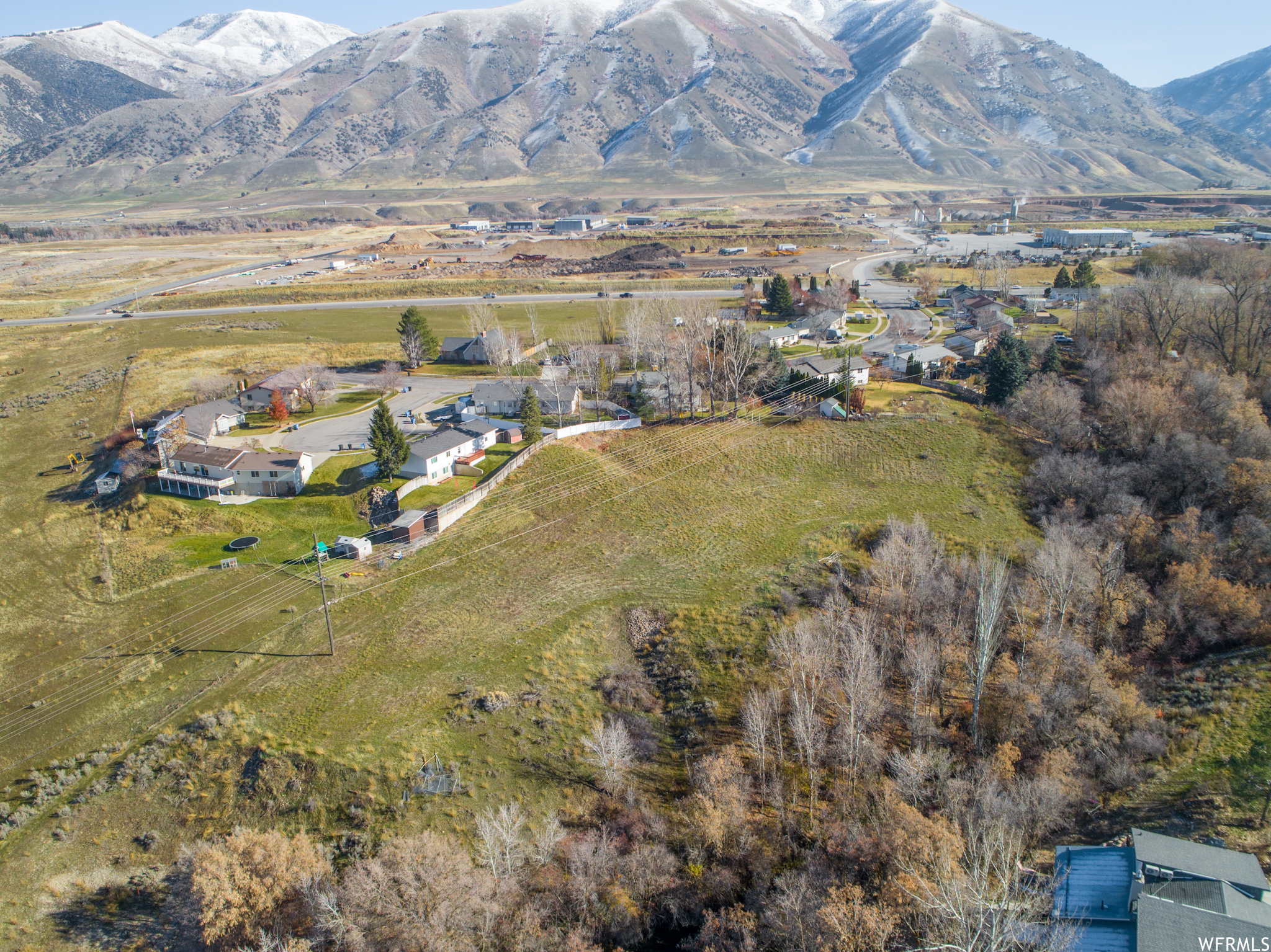 Aerial view featuring a mountain view