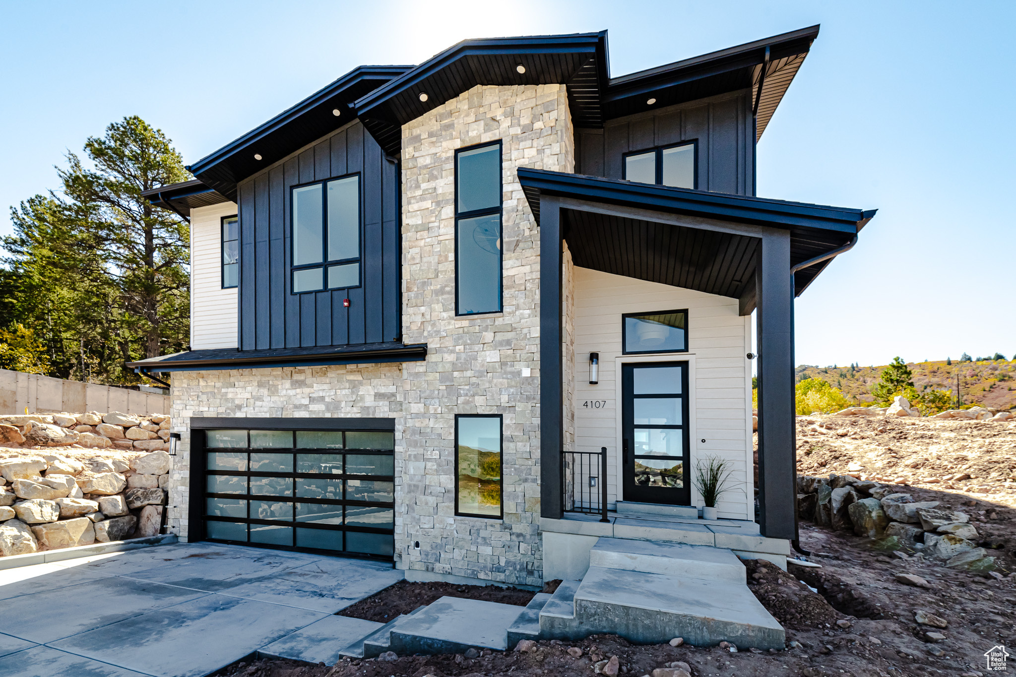 Front of the home with oversized two-car garage