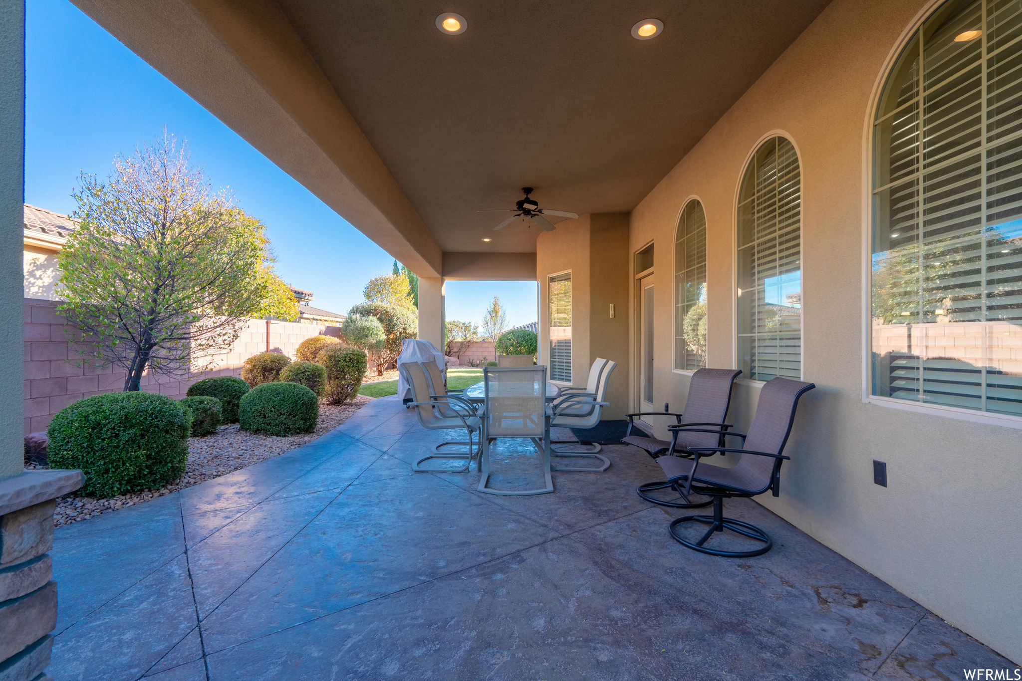 View of Covered Patio with ceiling fan