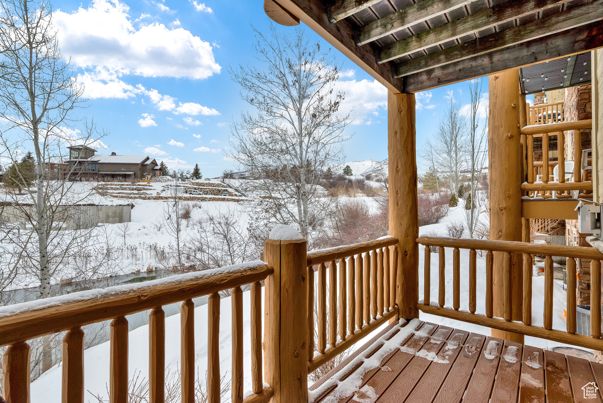 View of snow covered deck