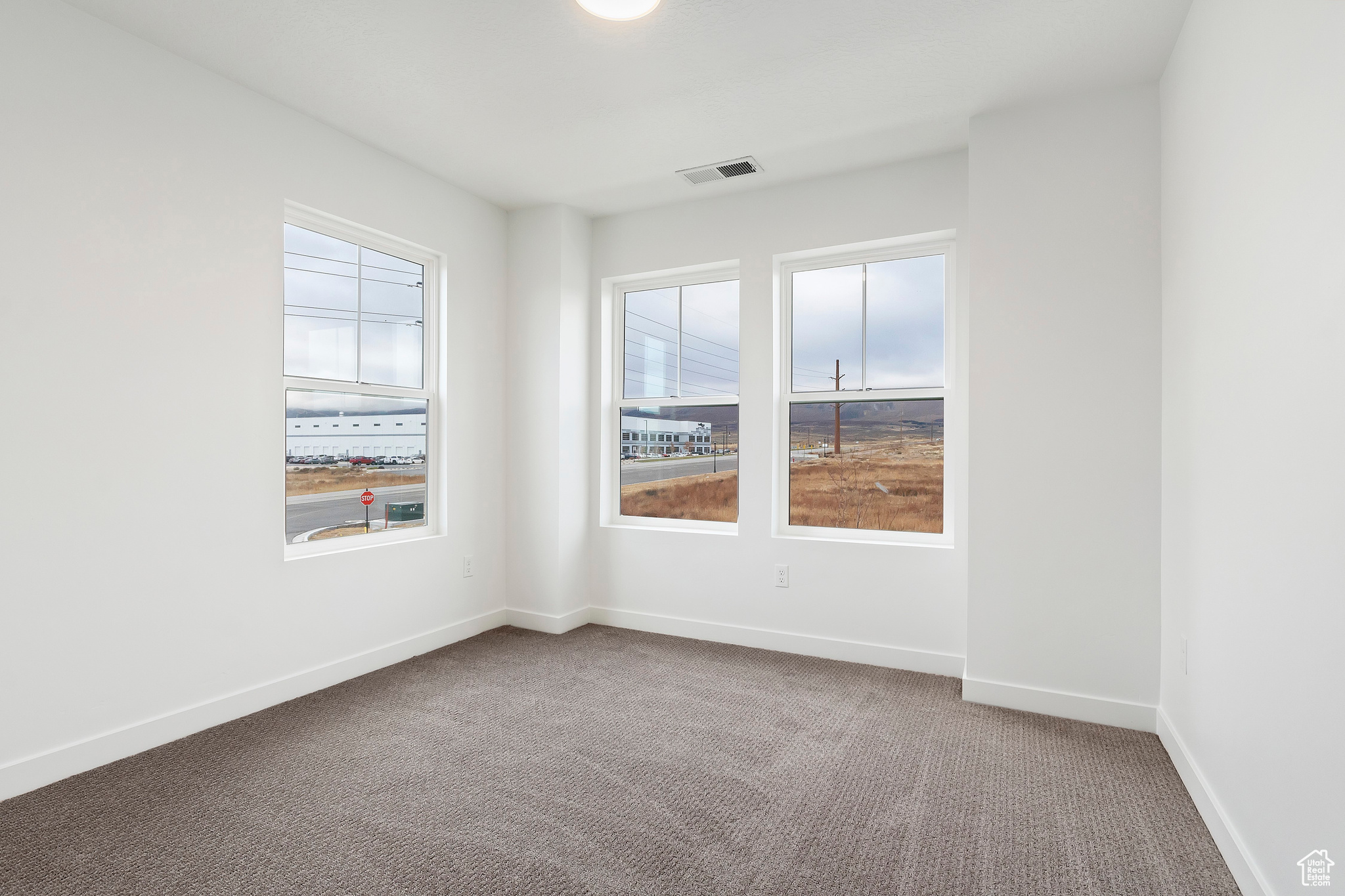 Spare room with a wealth of natural light and carpet