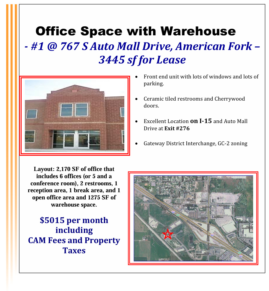 767 S AUTO MALL #1, American Fork, Utah 84003, ,Commercial Lease,For sale,AUTO MALL,1972066