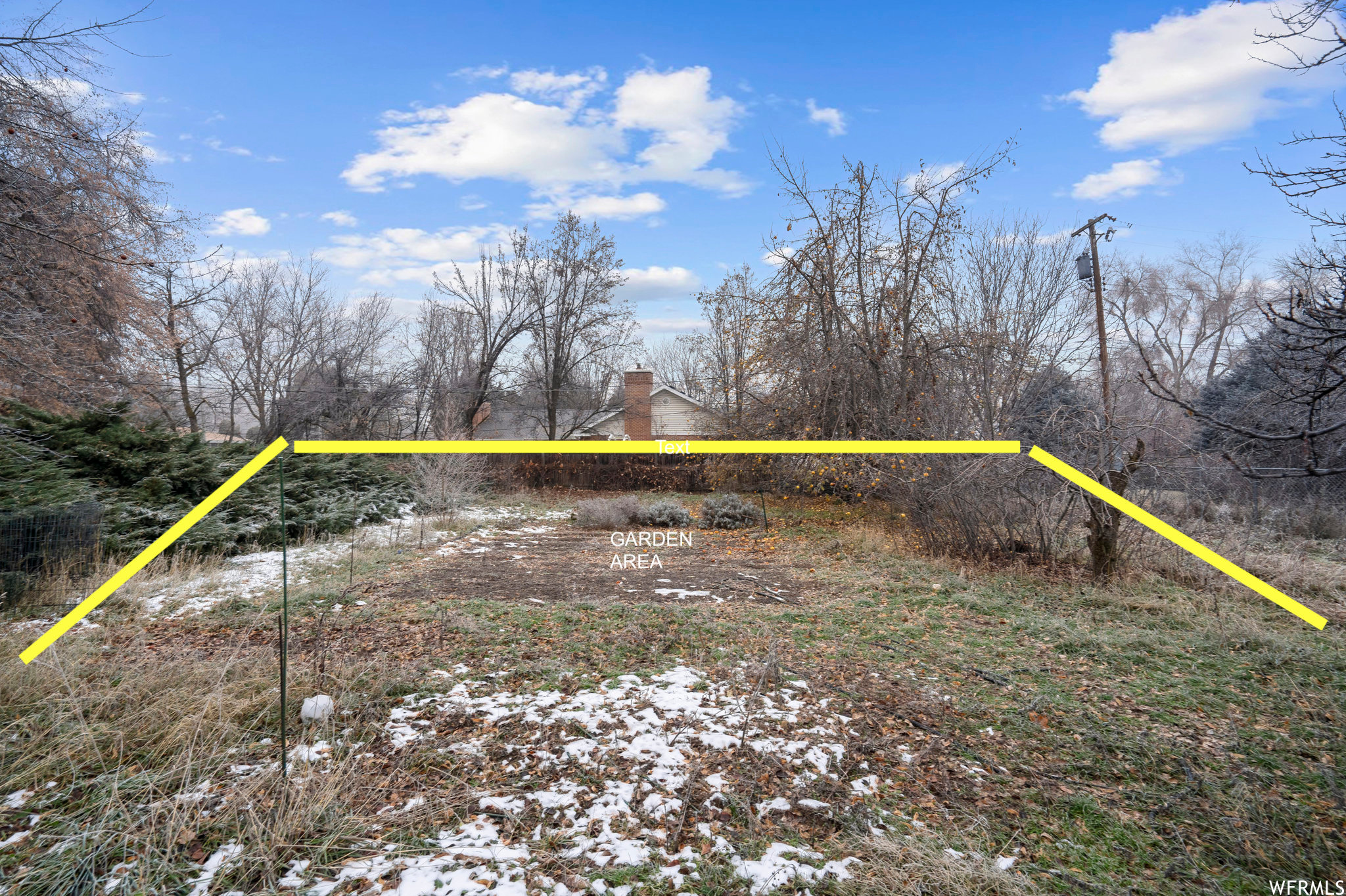 Ground level view of Garden area with property lines