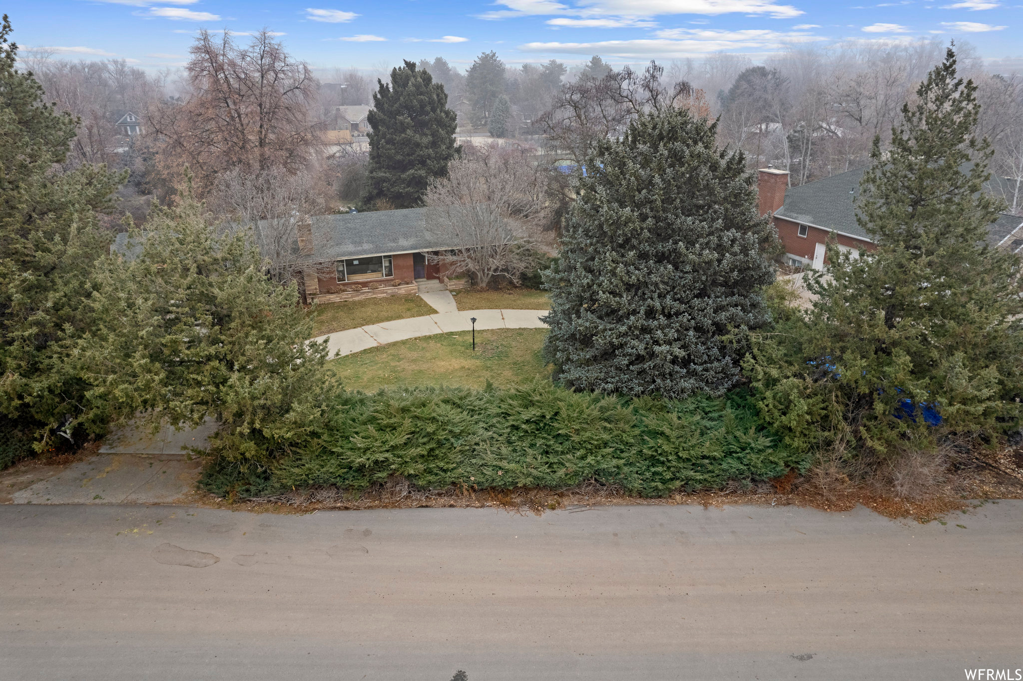 Overhead shot of front of house.