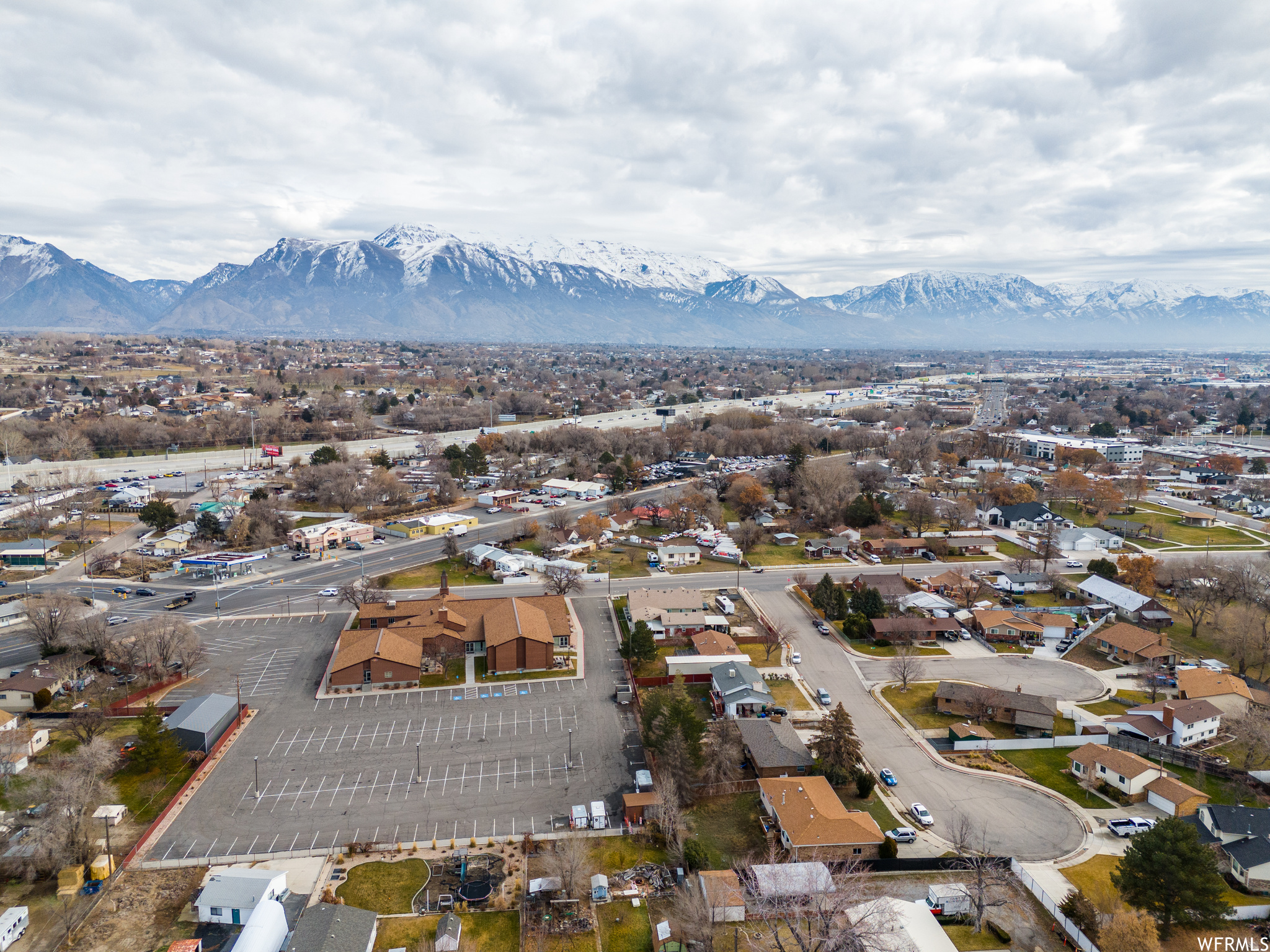 Aerial view featuring a mountain view