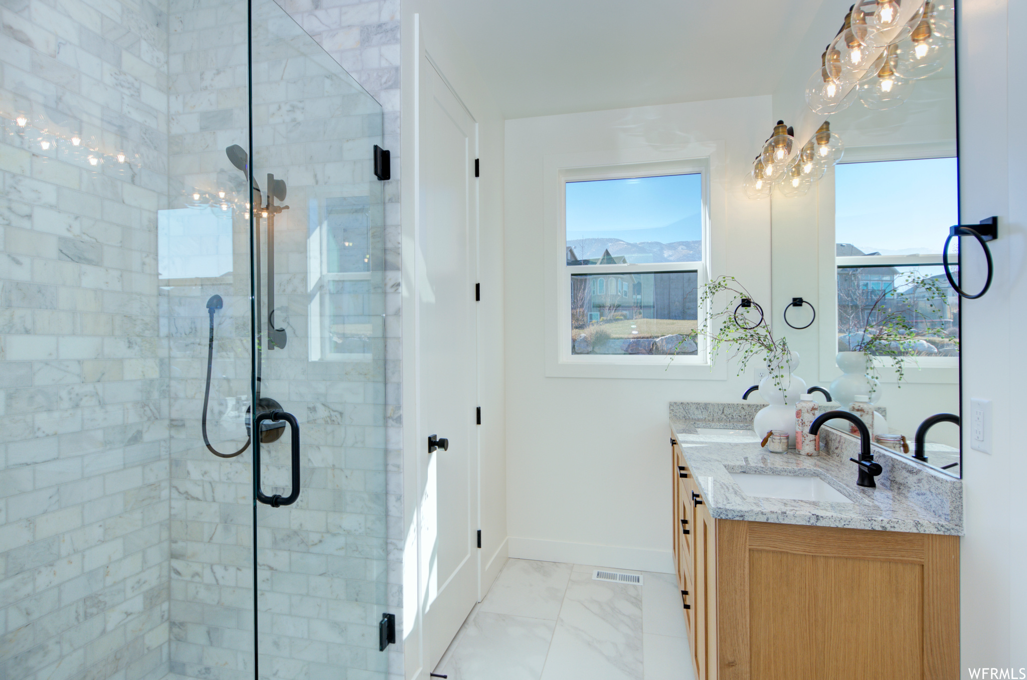 Master Bathroom with Double Vanity, Walk-In European Glass Shower & Private Toilet