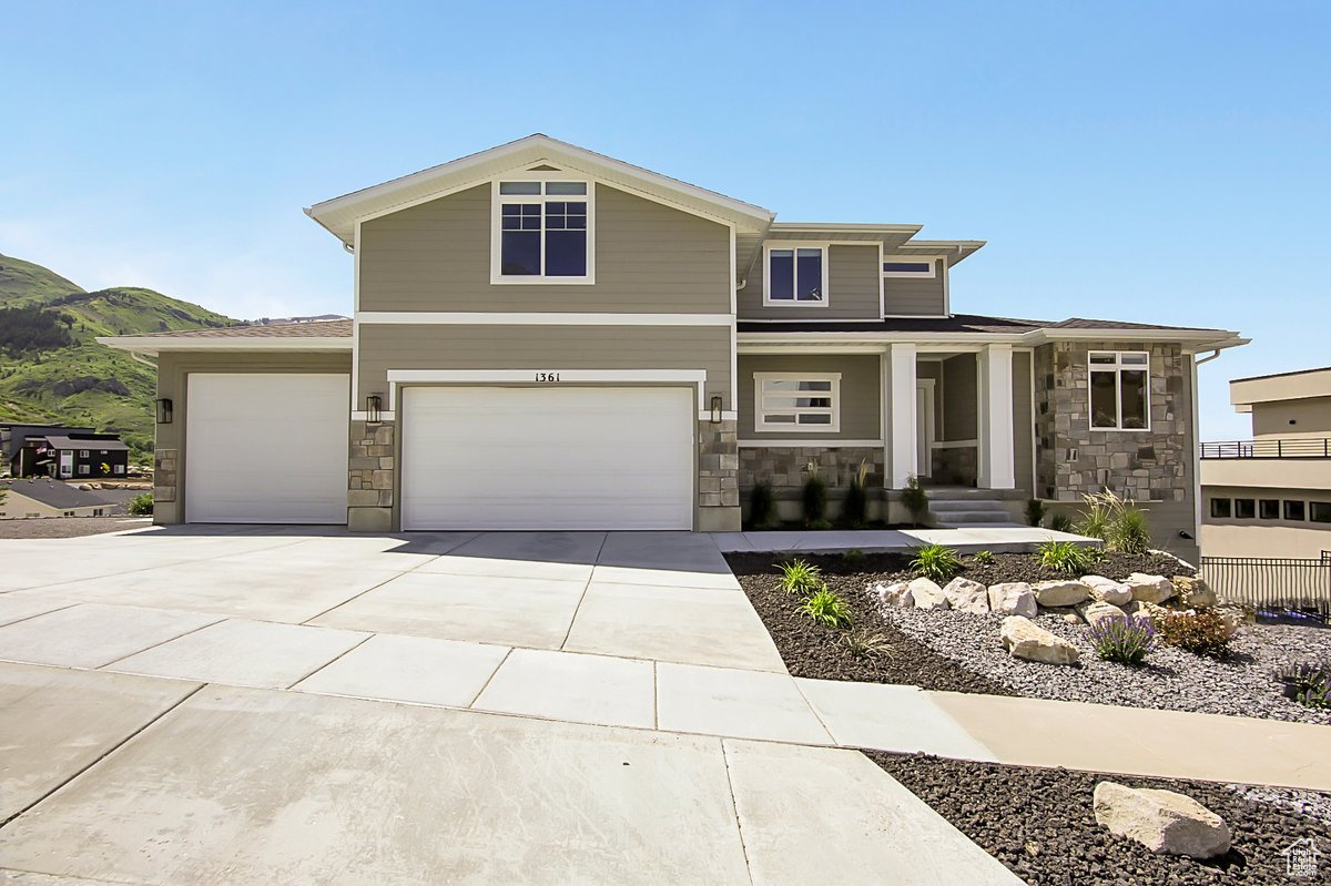 View of front of house with a garage