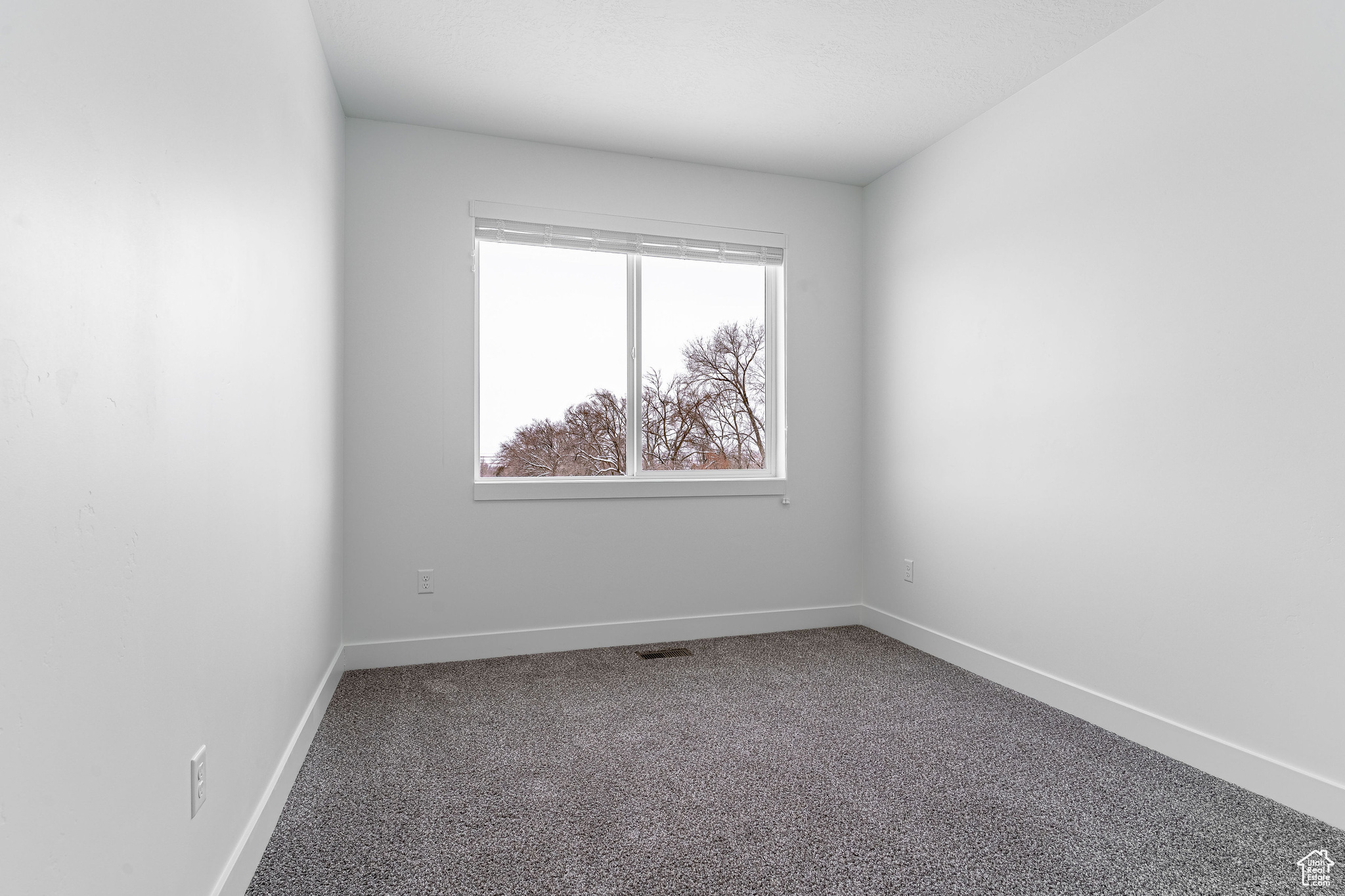Empty room with dark carpet