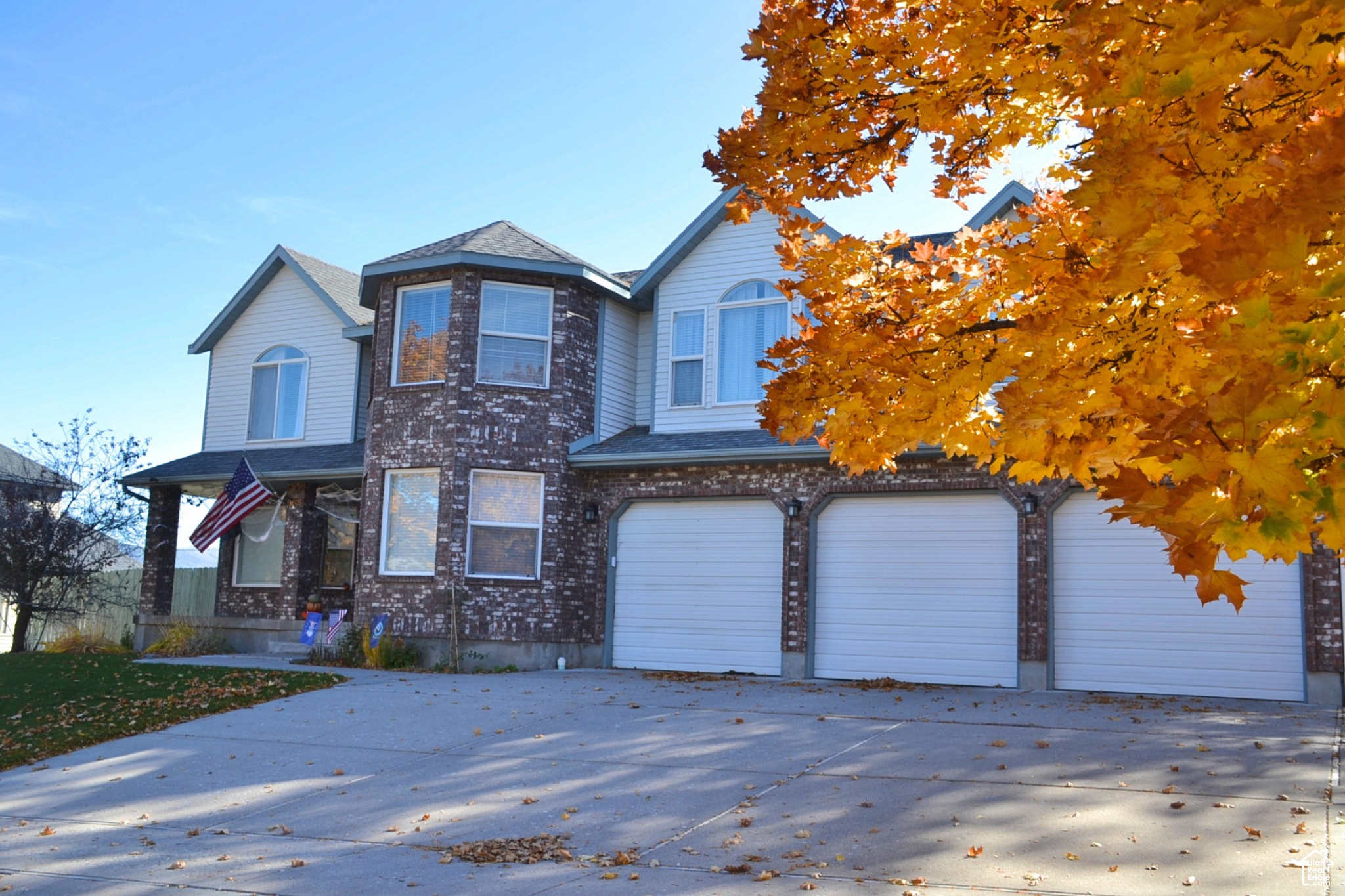 View of front of home with a garage